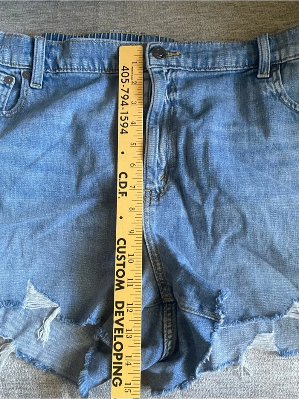 Aerie Womens Plus XXL Denim Shorts Cutoff Distressed Size Stretchy Blue T2 - Picture 7 of 9